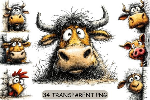 34 Funny Peeking Farm Animals PNG: A Creative Asset Guide