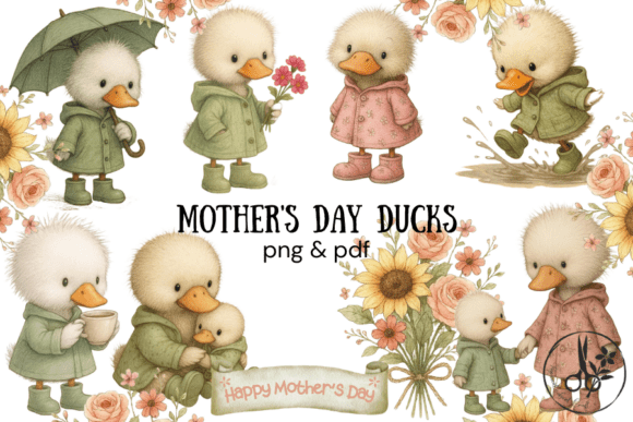 Adorable Mother's Day Duck Clipart for Heartfelt DIY Projects