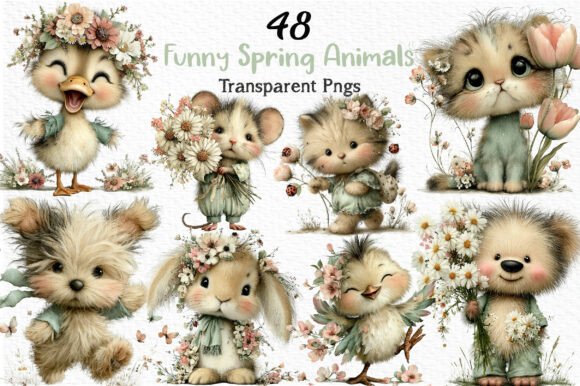 Brighten Your Spring Projects with Funny Animals Clipart