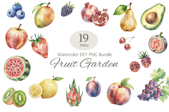 Bring Your Designs to Life with a Watercolor Fruit Garden PNG Bundle