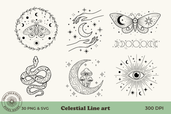 Celestial Line Art Bundle: Unlocking Mystical Design Potential