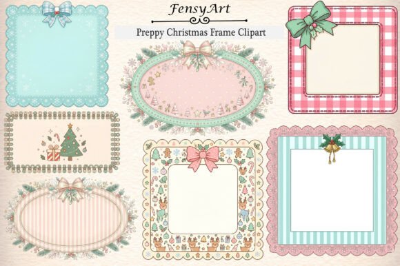 Deck Your Designs with Preppy Christmas Frame Clipart