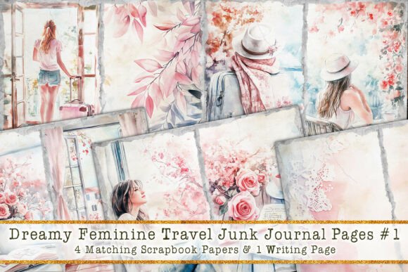 Dreamy Feminine Travel Junk Journal: A Vintage Storytelling Kit