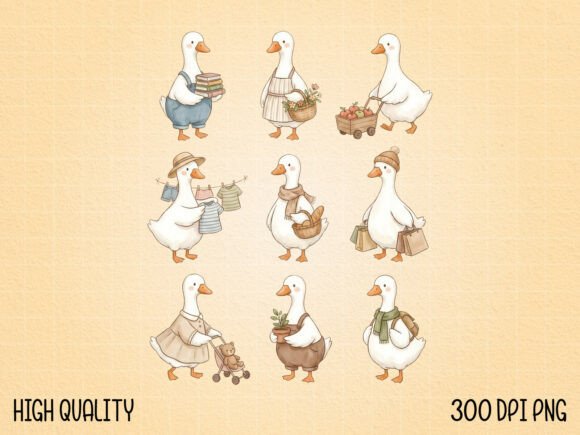 Embrace Rural Charm with Cottagecore Farm Goose Clipart