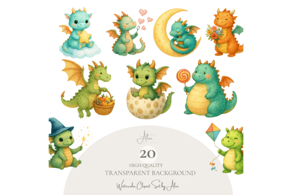 Enchanting Designs: The Cute Baby Dragon Clipart Set