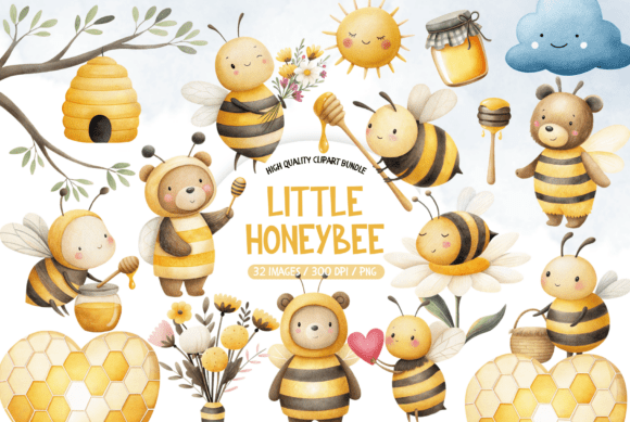 Garden Honey Bee Illustrations: A Sweet Design Collection