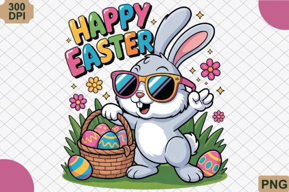 Happy Easter, Colorful Bunny Eggs PNG: A Designer's Spring Asset