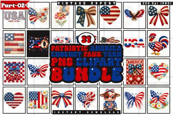 Independence Day Crochet Yarn PNG Bundle