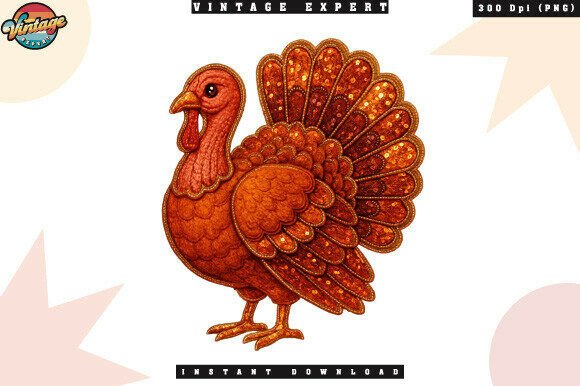 Patchwork Turkey Crochet Yarn Faux PNG: A Textured Holiday Asset
