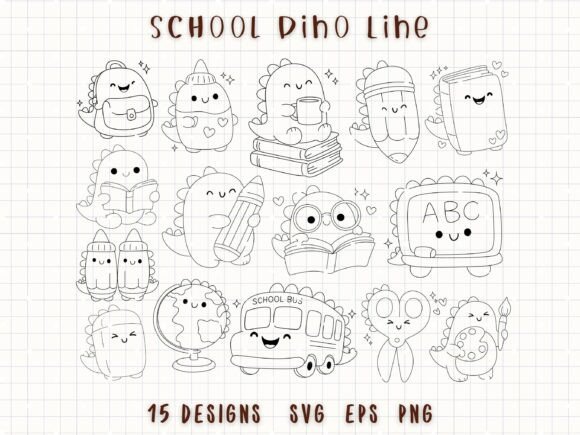 School Dino Line SVG Dinosaur Outline: Design Guide
