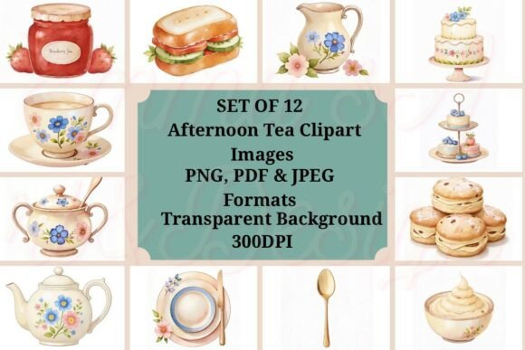 Timeless Charm: A Designer's Guide to the Vintage Afternoon Tea Clipart Set