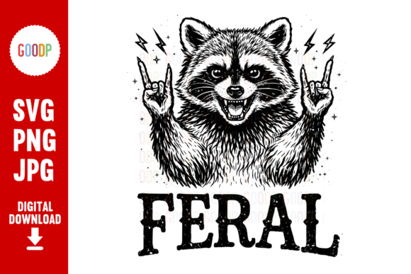 Unleash Your Brand's Edge: The Feral Raccoon Rock Hand Metal Ink PNG