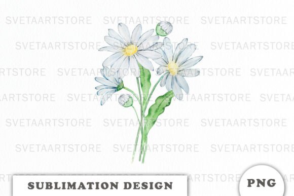 Watercolor Daisy Flowers Bouquet PNG: Fresh Artistry for Your Projects