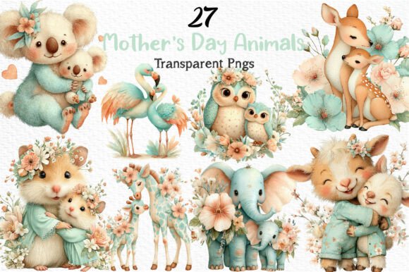 Whimsical Mother's Day Animals Clipart: Adding Heart to Your Designs