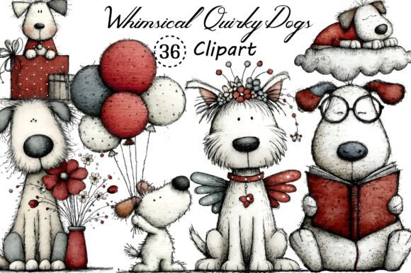Whimsical Quirky Dogs Clipart Bundle for Creative Projects