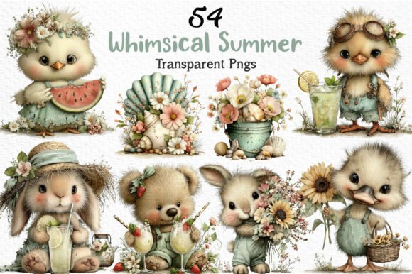 Whimsical Summer Clipart PNG Bundle: A Designer's Sunny Toolkit