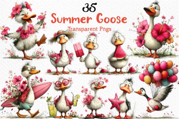 Whimsical Summer Goose Clipart: Add Playful Charm to Projects