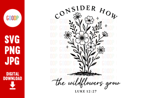 Wildflowers Luke 12:27 Christian PNG: A Faith-Based Design Asset