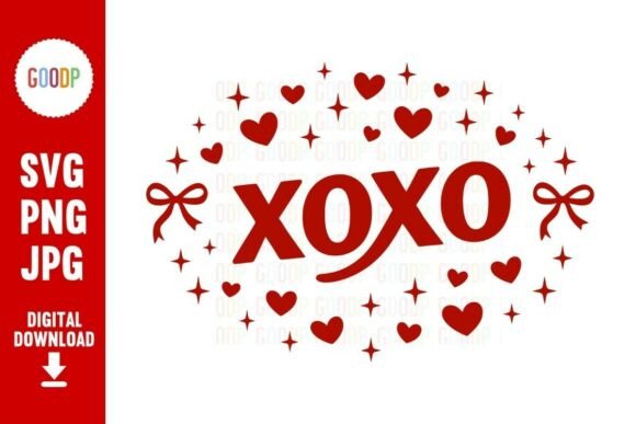 XOXO Valentine Bow Heart Aesthetic PNG: Romantic Line Art for Crafts